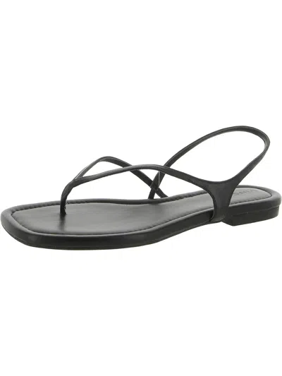 Vince Womens Faux Leather Slip On Flip-flops In Black