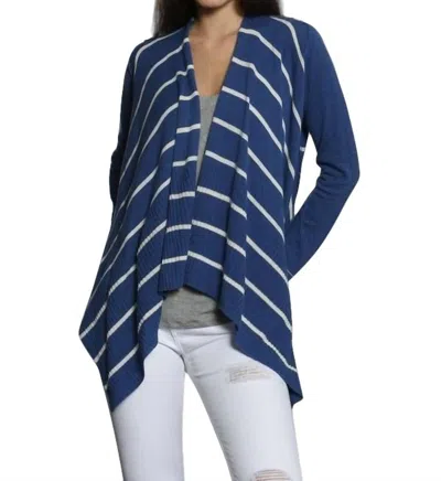 Label+thread Luxe Cover Up Cardigan In Navy/white In Blue