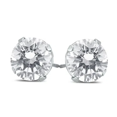 Sselects Ags Certified 1/2 Carat Tw H-i Color, Si1-si2 Clarity Round Diamond Solitaire Stud Earrings In 14k W In White
