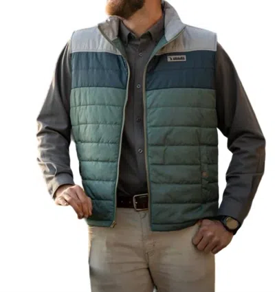 Local Boy Outfitters Tri-color Puffers Vest In Grey/slate/olive In Green