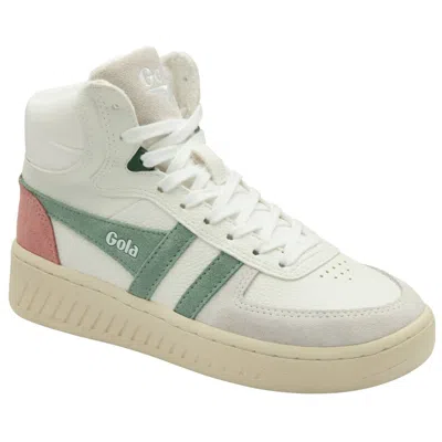 Gola Women's Slam Trident Sneaker In White/green Mist/coral Pink