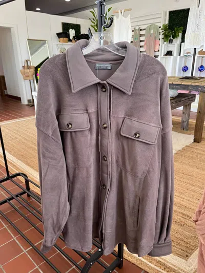 Sweet Lovely By Jen Button Up Jacket With Pockets In Mocha In Grey