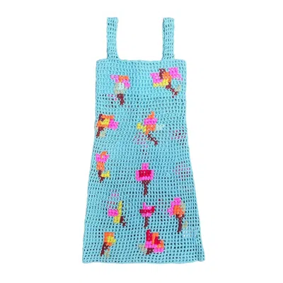 Tach Nunzia Crochet Dress In Turquoise In Blue