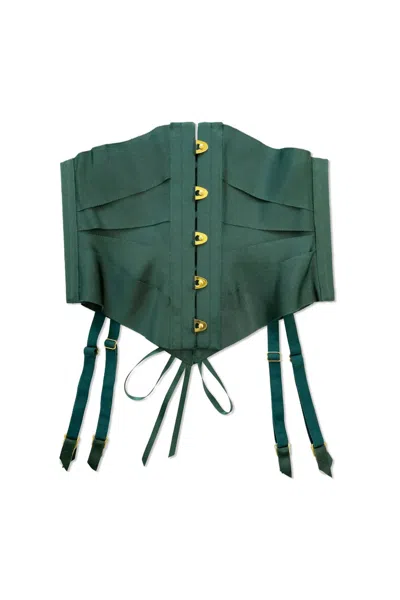 Evgenia Forêt Luxe Ribbon Corset In Forest In Green