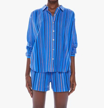Mother The Get Down Button Down Shirt In Catch My Drift In Blue