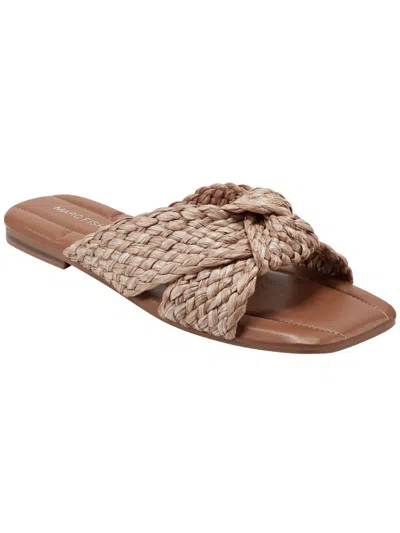 Marc Fisher Lasket Womens Woven Slip-on Slide Sandals In Brown