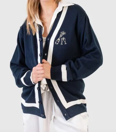 Koché Luna Cardigan In Navy/champagne In Multi
