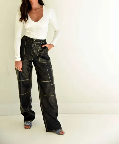 Loucia Leather Cargo Pants In Vintage Wash In Multi