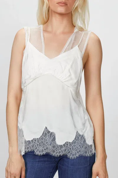 Goen J Double Layered Lace Trimmed Camisole In Ivory In Multi