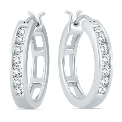 Sselects Certified 1/2 Carat Tw Diamond Hoop Earrings In 10k White Gold K-l Color, I2-i3 Clarity