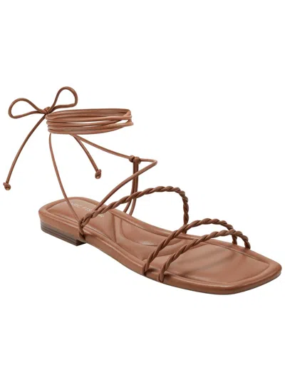 Marc Fisher Mflakita Womens Faux Leather Dressy Strappy Sandals In Brown