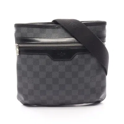 Pre-owned Louis Vuitton Thomas Damier Graphite Shoulder Bag Pvc Leather In Black