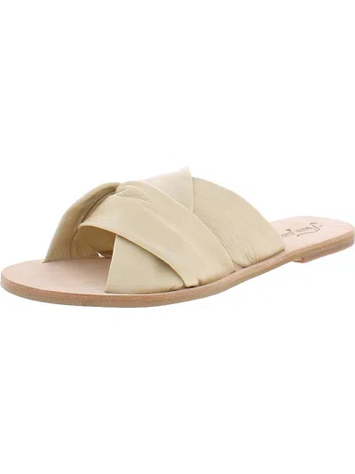 Free People Rio Vista Womens Leather Flat Slide Sandals In White
