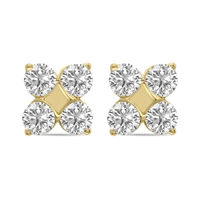 Sselects 1/2 Ctw Lab Grown Diamond Snowflake Earrings In 10k Yellow Gold F-g Color, Vs1- Vs2 Clarity