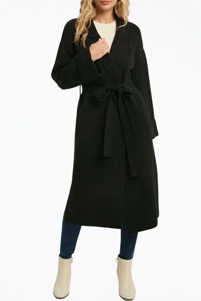 Bluivy Belted Knit Cardigan In Black