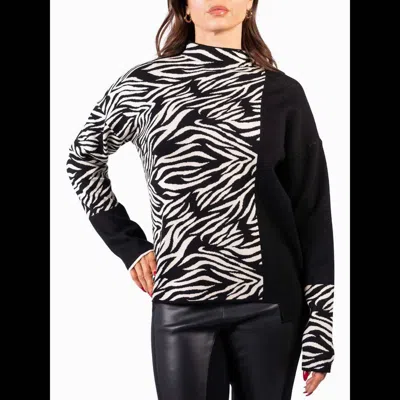 Coco Y Club Zebra Sweater In Black And Cream In Multi