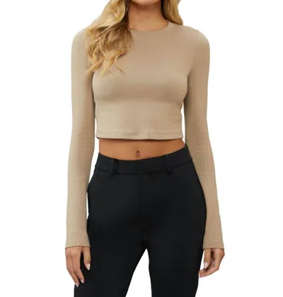 Cuts Tomboy Long Sleeve Cropped Top In Dove In Grey