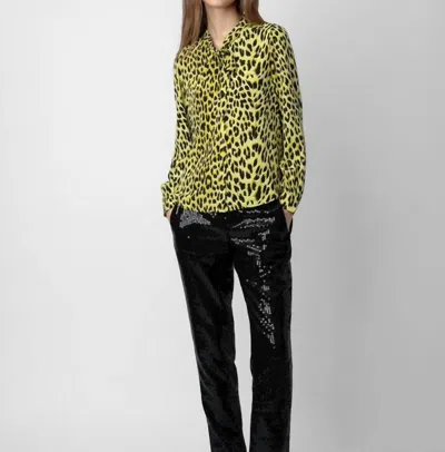 Zadig & Voltaire Taos Leopard Silk Blouse In Jonquil In Yellow