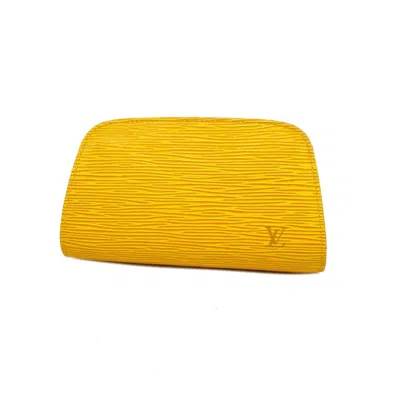Pre-owned Louis Vuitton Dauphine Leather Clutch Bag () In Yellow