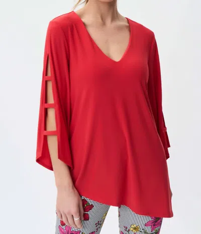 Joseph Ribkoff Cut-out Sleeves Top In Magma Red