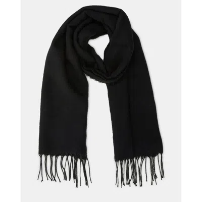 Steve Madden Cozy Blanket Scarf With Fringe Detail In Black