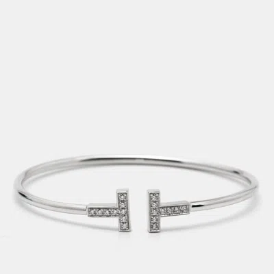 Tiffany & Co T Wire Diamond 18k White Gold Bracelet