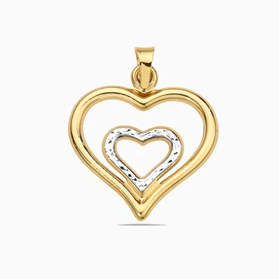 Pori Jewelry 14k Two Toned Gold Double Heart Pendant In Multi