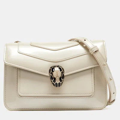 Bvlgari Offpatent Leather Small Serpenti Forever Shoulder Bag In White