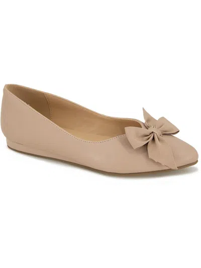 Kenneth Cole Reaction Lily Bow Womens Faux Leather Pointed Toe Loafers In Beige