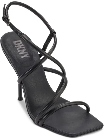 Dkny Reia Womens Leather Dressy Slingback Sandals In Black