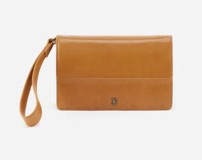 Hobo Women's Jill Wristlet In Polished Leather In Natural In White