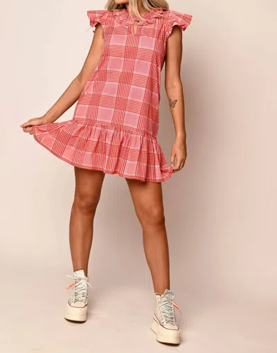 Never A Wallflower Rachel Dress In Red Plaid In Pink