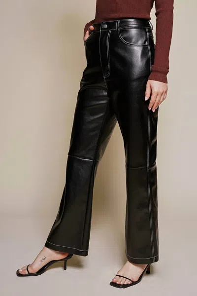Beige Botany Luxe Leather Pants In Black