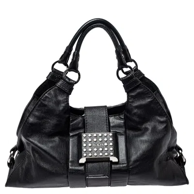Tod's Leather Studded Lock Flap Shoulder Bag In Black