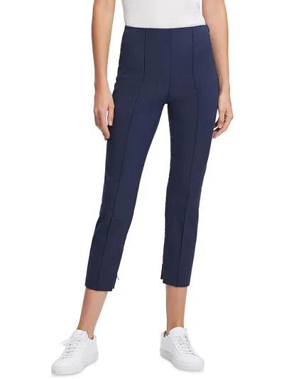Theory Womens Solid Pintuck Ankle Pants In Blue