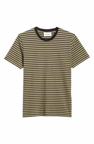 Frame Stripe Tee In Khaki Green/noir In Multi