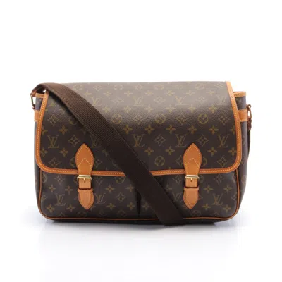 Pre-owned Louis Vuitton Gibeciere Gm Monogram Shoulder Bag Pvc Leather Brown