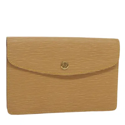 Pre-owned Louis Vuitton Montaigne Leather Clutch Bag () In Yellow