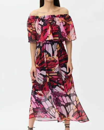 Joseph Ribkoff Print Off-shoulder Maxi Dress In Multi