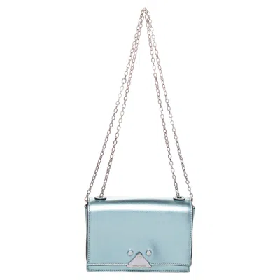 Emporio Armani Metallic Mint Leather Chain Shoulder Bag In Multi