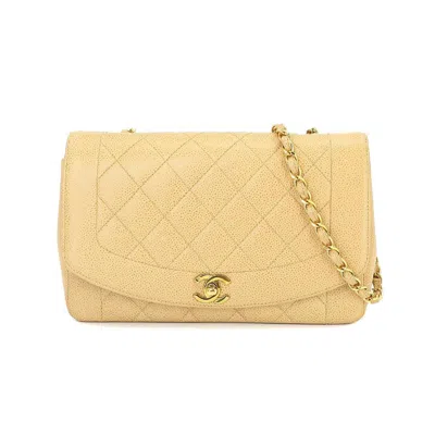 Pre-owned Chanel Diana Leather Shoulder Bag () In Beige