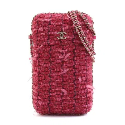 Pre-owned Chanel Tweed Clutch Bag () In Pink
