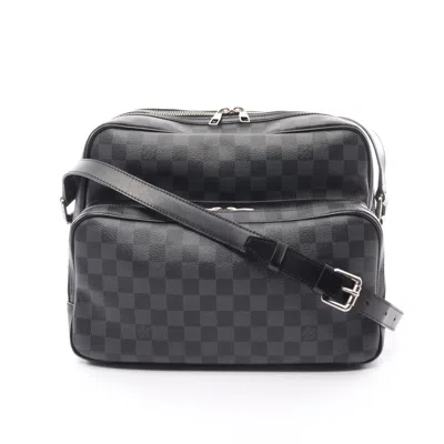 Pre-owned Louis Vuitton Io Damier Graphite Shoulder Bag Pvc Leather In Black