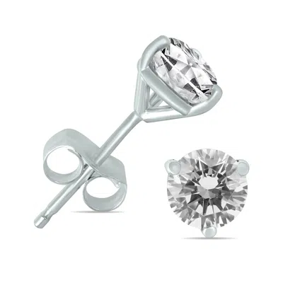 Sselects 1/4 Carat Tw Ags Certified Martini Set Round Diamond Solitaire Earrings In 14k White Gold I-j Color,