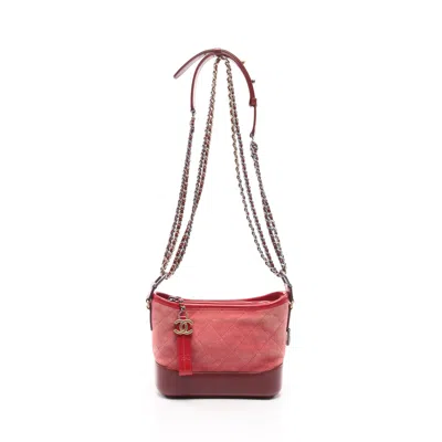 Pre-owned Chanel Gabriel De  Small Hobo Chain Shoulder Bag Suede Leather Burgundy Combination Metal Fittings In Multi