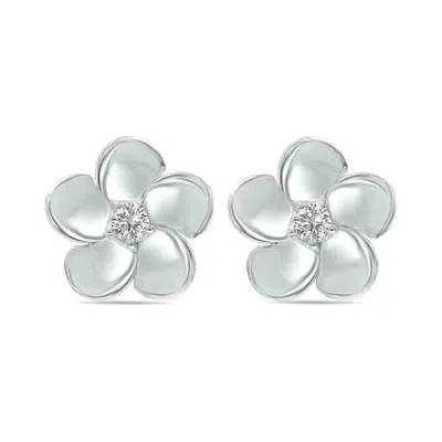 Sselects 1/3 Ctw Lab Grown Diamond Flower Stud Earrings In 10k White Gold F-g Color, Vs1- Vs2 Clarity