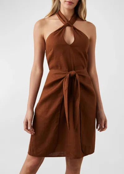 Rails Tanya Halter Linen Dress In Brown