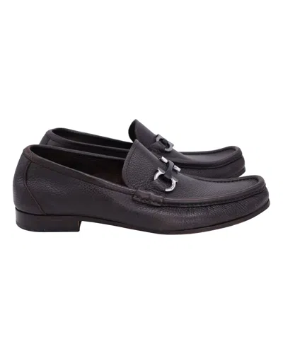Ferragamo Gancini-detail Grandioso Loafers In Brown Leather In Black