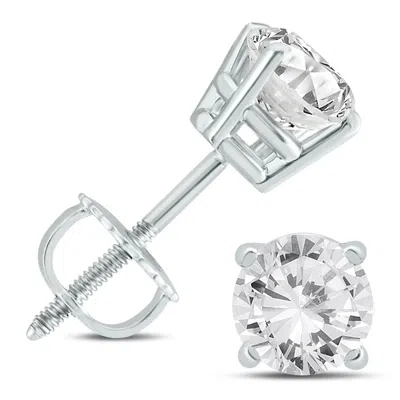 Sselects 1 1/2 Carat Tw Diamond Solitaire Stud Earrings In 14k White Gold K-l Color, I2-i3 Clarity