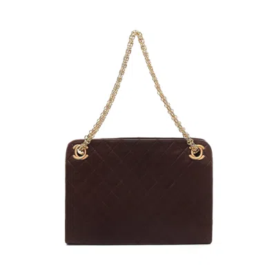Pre-owned Chanel Matelasse W Chain Shoulder Bag Lambskin Dark Gold Hardware Mademoiselle Chain In Brown